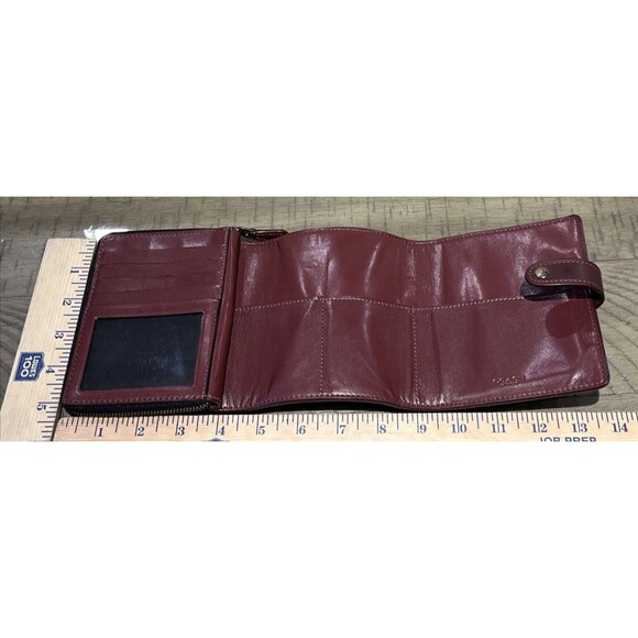Coach Wallet Leather Organizer Trifold bilfold Cardinal Red Dark Burgundy F34868 - Picture 9 of 10